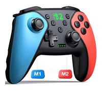 Switch 2 Manette sans fil pour Nintendo Switch 2/Switch 1/Lite/OLED/Android/iOS/PC, Switch Pro sans fil fonctionne avec programmable, batterie 1000 mAh, vibration, turbo et réveil, rouge et bleu