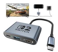 Switch 2 Station d'accueil portable USB C avec 4K @ 120 Hz/PD 100 W/port USB 3.0, station d'accueil TV de voyage en alliage d'aluminium pour Switch/Steam Deck/ROG Xbox Ally X/Legion Go 1/2/S