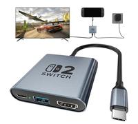 Switch 2 Station d'accueil portable USB C avec Ethernet 4K @ 120 Hz/PD 100 W/1000 m/2 ports USB 3.0, station d'accueil TV de voyage en alliage d'aluminium pour Switch/Steam Deck/ROG Xbox Ally X/Legion