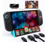 Switch 2 Station d'accueil TV avec Switch 2 avec 4K HDMI & Rangement Cartes | Portable Switch 2 TV Dock avec Sortie 4K@144Hz HDMI,2XUSB3.0 et USB-C,Switch 2 Chargeur Station avec 6 Rangement Carte de Jeu