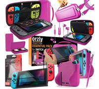 Switch Accessoires, Ultimate Pack Pour Nintendo Switch [Pack Comprenant: Protecteurs D'écran En Verre Trempé, Housse (Étui Rigide Pour Console), Comfort Grip Étui Etc...] - Rose
