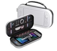 Switch Carrying Case Compatible with Nintendo Switch 2 (2025), Portable Hard Shell Travel Case with Pockets for Accessories and Games Card, Protective Travel Bag Holds 10 Game Cartridge, White