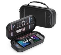 Switch Carrying Case Compatible with Nintendo Switch 2 (2025), Portable Hard Shell Travel Case with Pockets for Accessories and Games Card, Protective Travel Bag Holds 10 Game Cartridge, Black