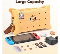 Switch Case for NS Switch,11 in 1 Switch Accessories Pack with Switch Carrying Case,Switch Game Case,Switch Thumb Plugs,Removable Shoulder Strap,Cute Pendant (Cookie Brown)