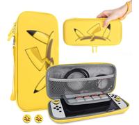 Switch Compatible Case,Accessories for OLED&Switch Switch,Portable Travel Case with Game Card Storage and Cover for Thumb Grip Caps-Yellow