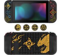 Switch Compatible Case,Soft TPU Protective Cases for Switch,with 2 Soft Covers for Joycon and 4 Thumb Grip Caps,Anime Game Elements,Monster Hunter