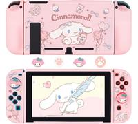 Switch Compatible Protective Cover,Removable TPU Cover with 4 Thumb Handles,Accessories Design Anti-Scratch and Shock Absorption for Switch-Pink Cloud Dog