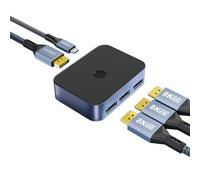 Switch DisplayPort 8K 60Hz 4K 120Hz 3 entrées 1 Sortie Bidirectionnel, Commutateur Multiple DP Ultra HD pour PC Gaming, Console, Projecteur, Moniteur - Sélection Rapide en Un Clic