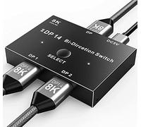 Switch displayport 8K DP 1.4 splitter 8K@30Hz 4K@120Hz, Commutateur bidirectionnel 2 en 1 sortie/1 en 2 sorties, Pour plusieurs sources et écrans, tels que ordinateurs portables, projecteurs etc