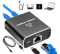 Switch Ethernet 1 à 2,Répartiteur réseau RJ45,Adaptateur Ethernet 1000Mbps,Plug-and-Play, avec Port d'alimentation USB pour Ordinateur,positionnement Bureau ou Mur