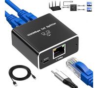 Switch Ethernet 2 Port,Switch RJ45 Splitter 1000 Mbps Répartiteur Ethernet 1 à 2 LAN Splitter,Gigabit pour Ordinateur,commutateur,routeur,décodeur,TV