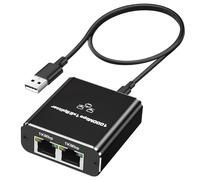 Switch Ethernet 2 Ports RJ45 1000 Mbps, Gigabit Switch Ethernet 1 à 2 LAN Splitter Répartiteur LAN avec Câble D'alimentation pour Ordinateur Routeur Commutateur Télévision Numérique Décodeur, Sans POE