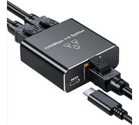 Switch Ethernet 2 Ports, RJ45 Splitter 1000Mbps, Répartiteur RJ45 1 à 2 LAN Splitter, Gigabit Multiprise LAN Splitter avec Type C Power Cable, Hub Ethernet Réseau pour Commutateur, Routeur, Décodeur
