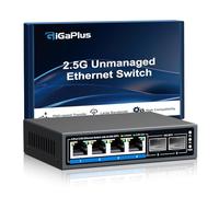 Switch Ethernet Non géré à 6 Ports de 2.5Go avec 4 Ports Base-T 2.5G, 2 Ports SFP+ 10G. Switch réseau GiGaPlus 2.5 Gbit/s pour NAS/PC 2.5Gbit/s, routeur WiFi6, Point d'accès sans Fil, Plug and Play