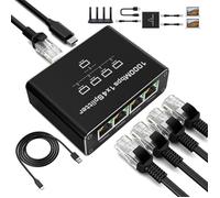 Switch Ethernet,Switch RJ45 4 Ports 1000Mbps Network LAN Switch,Repartiteur Cable Hub RJ45,1 to 4 Doubleur RJ45 pour Ordinateurs