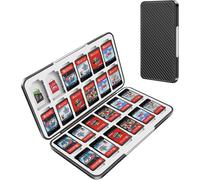 Switch Game Storage Box for Nintendo Switch,Portable Game Card Storage Case with 24 Game Card Slots and 24 Micro SD Card Slots,Black Texture