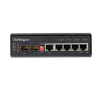 StarTech.com Switch Gigabit Ethernet Industriel 6 Ports - 4 x PoE RJ45 + 2 Slots SFP 30W PoE+ 12-48VDC 10/100/1000 - Switch LAN Power Over Ethernet Robuste -40C à 75C - Montage DIN