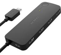 Switch HDMI 4 Ports 4K@60Hz,2K@144Hz,HDCP 2.3 [avec Prise en Charge de l'égalisation adaptative Transmission 9,14m] Commutateur HDMI Compatible pour PS5/4,Xbox,Roku,FireStick,Switch