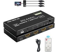 Switch HDMI 4K 120Hz 3 Entrées 1 Sortie,Commutateur H DMI 2.1 3x1 avec IR Dédoubleur Multiprise HDMI 3 in 1 Out Plug& Play Multi-Ports Switcher pour Xbox Series X,PS5,PS4 Pro