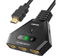Switch HDMI,Multiprise HDMI Switch 4K 3 Entrée 1 Sorties Multi HDMI avec Câble Haute Vitesse,Commutateur HDCP 2.2 UHD/3D/4K pour TV Fire Stick,PS5,Sky Box,X Box,Games Consoles,DVD,PC,Roku Etc
