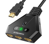 Switch HDMI, Multiprise HDMI Switch 4K 3 Entrée 1 Sorties Multi HDMI avec Câble Haute Vitesse, Commutateur HDCP 2.2 UHD/3D/4K pour TV Fire Stick, PS5,Sky Box,X Box,Games Consoles,DVD,PC,Roku Etc