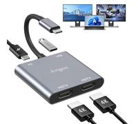 Switch HDMI, USB C vers Dual HDMI Adapter 4K@60Hz, Splitter hdmi 2 Sorties, 2 Ports Hdmi 4K, PD Port, USB 3.0 Port Pour Ordinateurs Portables, Tablettes, etc (Seul HDmi 4K@60HZ Ou Deux HDMi 4K@30Hz)