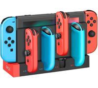 Switch Joycon Charging Dock For Nintendo Switch Controller Charger Station And Switch Oled,Support 4 Joy Con Holder With Led Indicator,Remote Docking Stand Base Attachment (Black,Red)