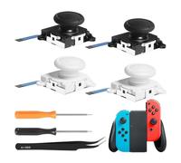 Switch Joystick Replacement Kit 4-Pack - Hall Effect 3D Analog Joysticks Repair Set Compatible with Nin tendo Switch, Switch OLED, Switch Lite & Joy-Con, Includes Precision Screwdrivers & Tweezer