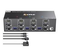 Switch KVM 3 PC / 3 moniteurs HDMI + 2×DP - 4 ports USB 3.0 - 8K@60Hz & 4K@144Hz - Métal - Alim 12V