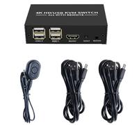 Switch KVM CompatíVel com 2X1 4K Seletor de USB 2 em 1 SaíDa Hub 4 Portas