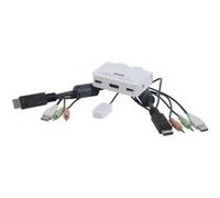 Switch KVM DisplayPort/USB/audio 2 ports cables intégrés