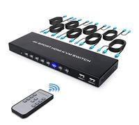 Switch KVM HDMI 8 Ports, Commutateur KVM HDMI Prend en Charge 4K @ 30Hz, avec Télécommande IR et 4 Hub USB2.0, pour Partager Clavier, Souris et Imprimante
