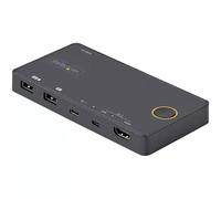 StarTech.com Switch KVM Hybride 2 Ports USB-A + HDMI & USB-C - Écran Unique HDMI 2.0 4K 60Hz - Commutateur KVM Compact HDMI Desktop et/ou Laptop - Alimenté par Bus USB - Compatible Thunderbolt 3