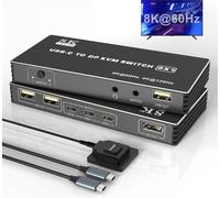Switch KVM USB C 8K Rytaki 60 Hz 4K 120 Hz switch HDMI avec prise en charge de plusieurs écrans pour ordinateur et console