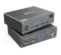 Switch KVM USB-C Per Doppio Monitor, Con Supporto HDMI, Per 1 Computer Fisso E 1 Portatile, Risoluzione 4K A 60Hz, Supporto Power Delivery (PD), Cavo USB-C E Alimentatore Inclusi