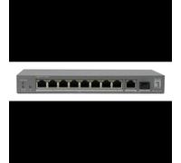 Switch LevelOne GEP-1011 non-géré 9 ports Gigabit Ethernet PoE 802.3af/at 20Gbit/s montage bureau/mural gris