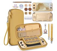 Switch Lite Case 18 in 1 Switch Lite Accessories Kit with Switch Lite Carrying Case,Switch Gaming Case,Switch Lite Screen Protector,Switch Stand,Switch Thumb Grips (Brown)