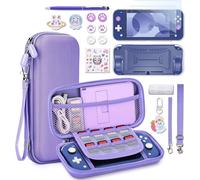 Switch Lite Case-Accessories for NS Switch Lite 17 in 1 with Switch Lite Carry Case,Switch Game Case,Switch Lite Screen Protector,Switch Stand (Purple)