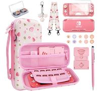 Switch Lite Case Protective Case 19 in 1 for Nintendo Switch Lite Accessories Bundle with Switch Lite Screen Protector Cover, Switch Lite Carrying Case, Thumb Grips, Stand, Clear Case, for Girls, Pink