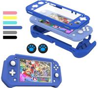 Switch Lite Case Protective Case for Nintendo Switch Lite,Compatible with Nintendo Switch Lite Cover with Built-in PC Screen Protector Hand Grip Case with 2 Thumb Grip Caps,Blue