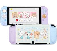 Switch OLED Protective Case,Slim Shell Compatible with Switch OLED Case,Separable Soft Silicone Protective Cover with 2 Thumb Grip Caps-Mikko Sweet Thoughts