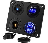 Switch Panel Car Charger 4 In 1 Function Dual Usb Charger Led Voltmeter Cigarette Socket Switch For Marine Boat