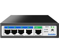 Switch PoE 5 Ports 100Mbps, 4 Ports PoE+, 52W pour Tous Les Ports PoE, IEEE 802.3af/at, Plug et Play, AI étendue à 250m, idéal pour Les Projets de Surveillance IP, Position Bureau/Mur