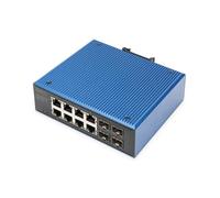 Switch PoE - Digitus - 8+4 Ports - 8 x GE RJ45 + 2 SFP+ - Gigabit Ethernet - Industriel