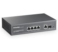 Switch Poe Gigabit 4 Ports,Liaison Montante 1 Gigabit,SFP 1 Gigabit,ieee802.3af/at 75w,détection AI Poe Watch Dog,QoS,commutateur Ethernet enfichable en métal sans Ventilateur