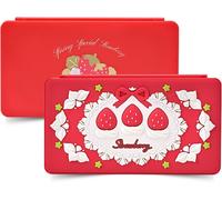 Switch Portable Game Organizer,Magnetic Game Card Storage Case,With 24 Playing Card Slots And 24 Tf Card Slots,Strawberries And Cream,Pink