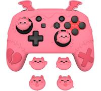 Switch Pro Controller Protective Case with Joystick Protection Cap & Sticker,Silicone Cover Skin for Nintendo Switch Pro Controller-Peach Pink,Gothic Imp Series