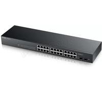Zyxel Switch Gigabit à 24 Ports | Gestion Intelligente | Montage sur Rack et sans Ventilateur | VLAN, IGMP, QoS | Garantie à Vie [GS1900-24]