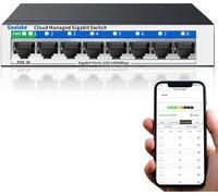 Switch réseau géré Gigabit Ethernet 8 Ports,commutateur Ethernet avec 1 Port PD-Cloud Management-Plug-and-Play-Support de Bureau ou Mural.