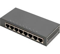 DIGITUS commutateur réseau - 8 Ports - Gigabit Ethernet 10/100/1000 Mbit/s - Non administré - Auto-MDI/MDI-X - Plug & Play - sans Ventilateur - 8X Ports RJ45 - Noir